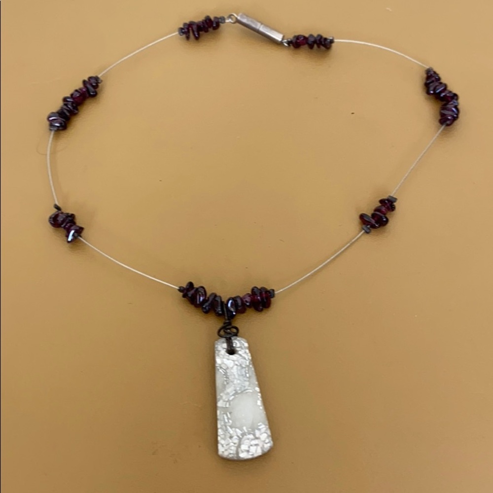 Garnet and resin necklace